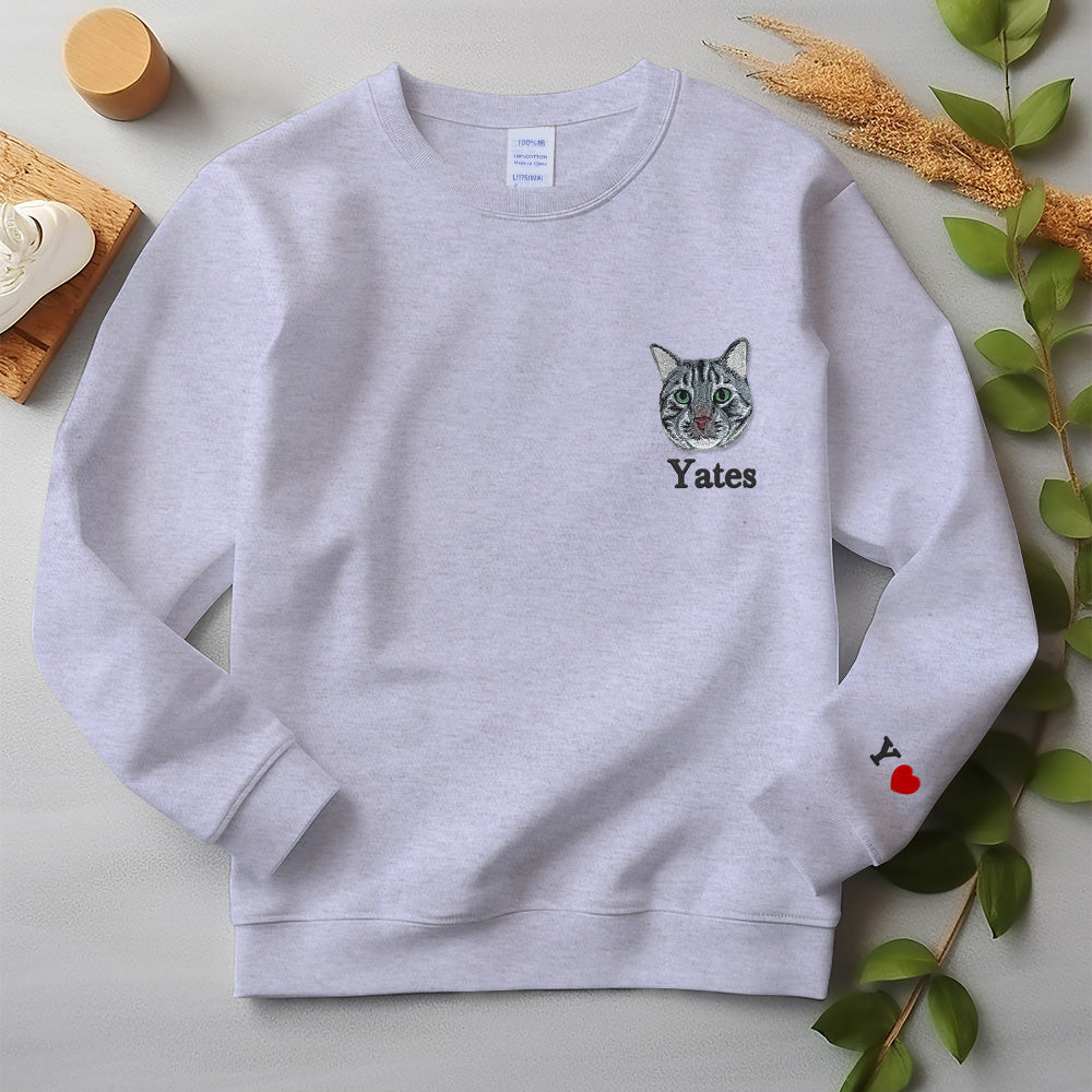 写真からのカスタム犬刺繍 T シャツ、パーソナライズされたペットの顔の刺繍、カスタム ペットのポートレート、犬愛好家パーカー、カスタム ギフト