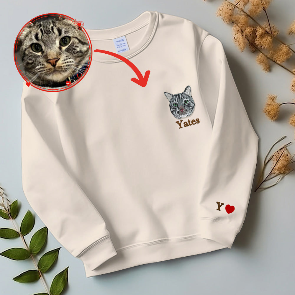 写真からのカスタム犬刺繍 T シャツ、パーソナライズされたペットの顔の刺繍、カスタム ペットのポートレート、犬愛好家パーカー、カスタム ギフト