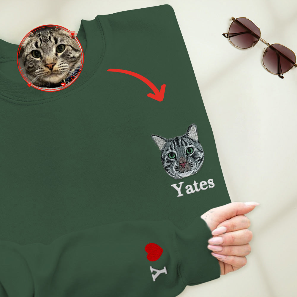 写真からのカスタム犬刺繍 T シャツ、パーソナライズされたペットの顔の刺繍、カスタム ペットのポートレート、犬愛好家パーカー、カスタム ギフト