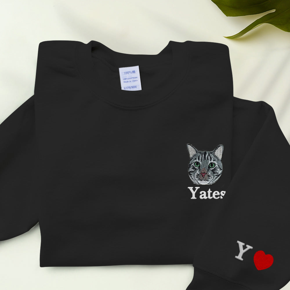 写真からのカスタム犬刺繍 T シャツ、パーソナライズされたペットの顔の刺繍、カスタム ペットのポートレート、犬愛好家パーカー、カスタム ギフト