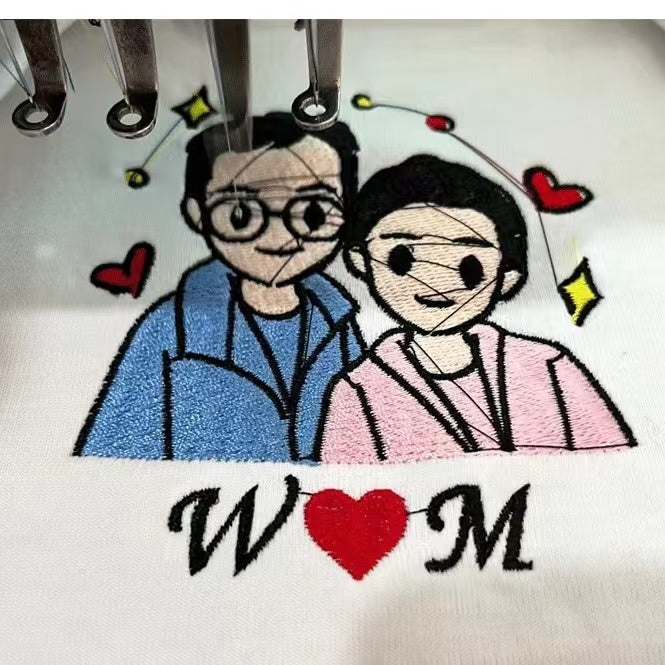 Embroidered Custom Valentine's Day Couples, Heart Couples Sweatshirt
