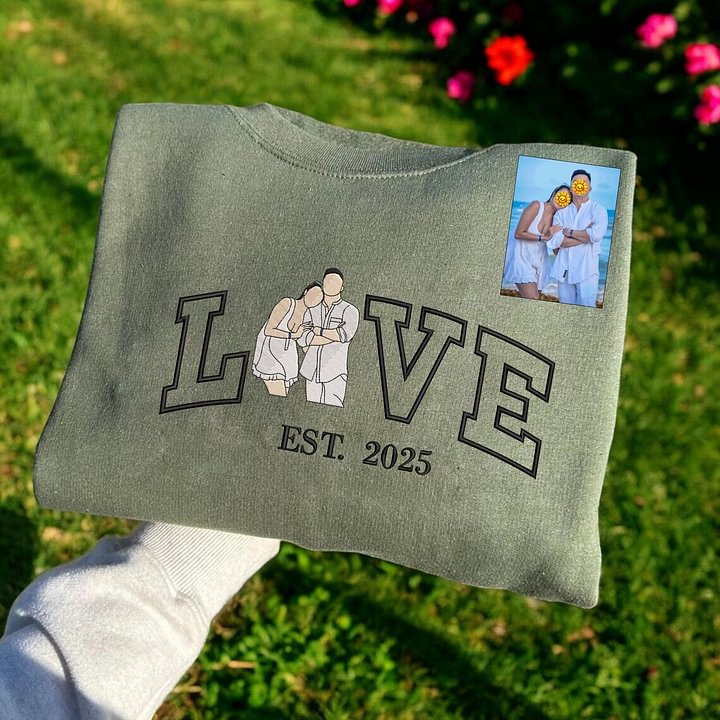 💏 オリジナル写真刺繍スウェットシャツ - 記念日の贈り物に最適