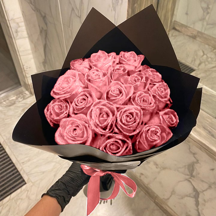 💕24時間以内に発送 - カップル用グリッターエターナルローズブーケ(枯れない)