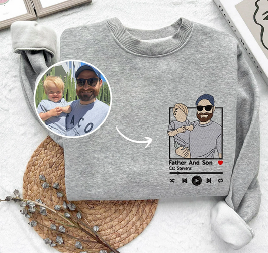 オリジナル 曲名 名前 写真 刺繍 スウェット トレーナー 父の日