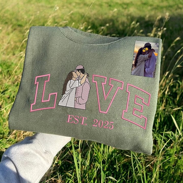 💏 オリジナル写真刺繍スウェットシャツ - 記念日の贈り物に最適