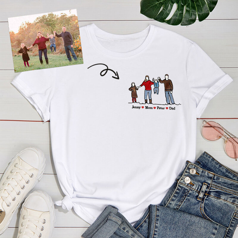 Colorful name photo embroidered T-shirt