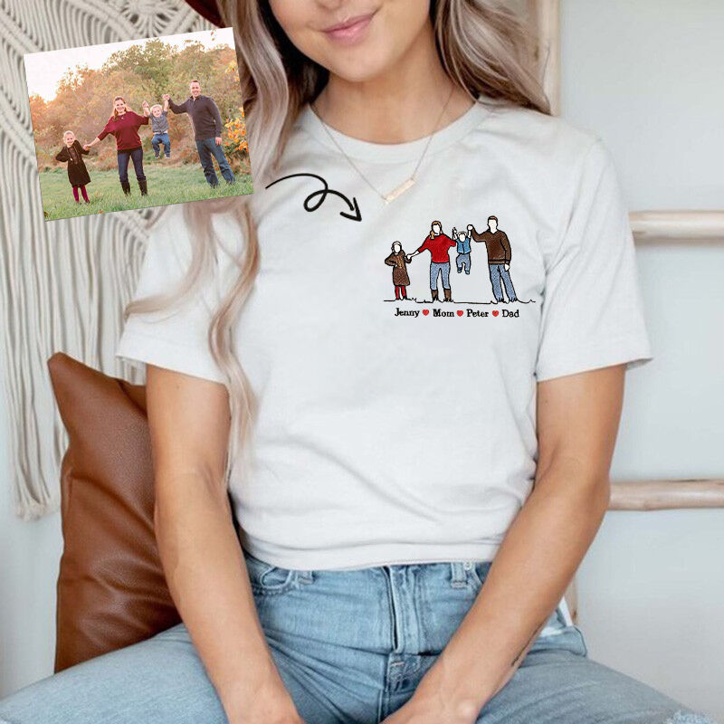 Colorful name photo embroidered T-shirt