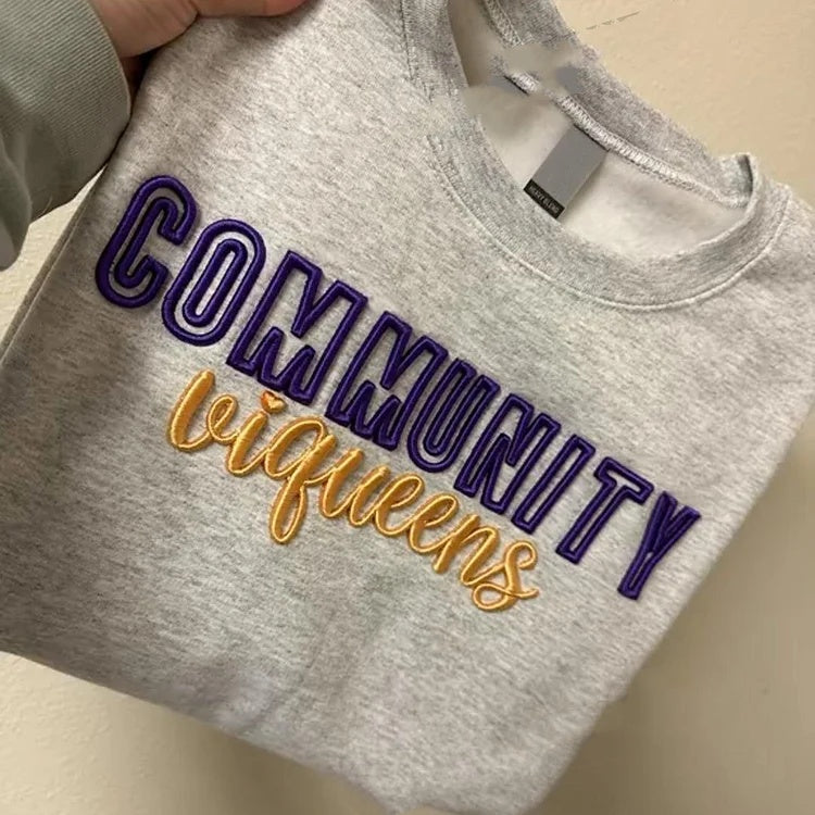 Embroidered Name Sweatshirt Hoodie Embroidery College Couples Matching Hoodies Crew Neck Sorority Anniversary Gift