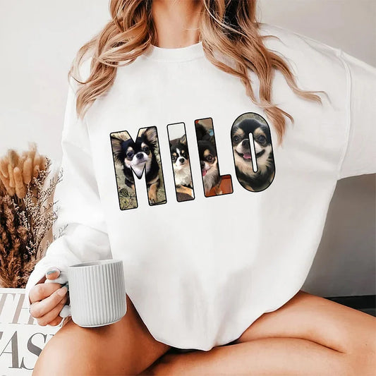 ペットの写真と名前をカスタマイズできるスウェットシャツ パーカー Tシャツ