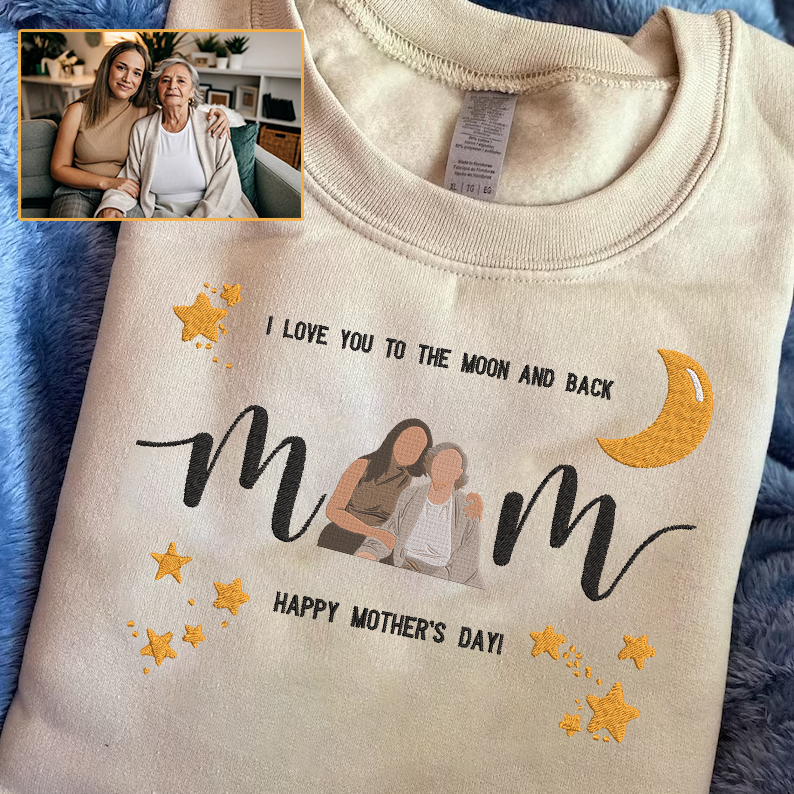 母の日限定✨「I Love You To The Moon And Back」名入れ刺繍パーカー/Tシャツ