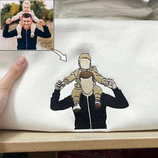 お父さんへのプレゼント:写真入りカスタム刺繍スウェット