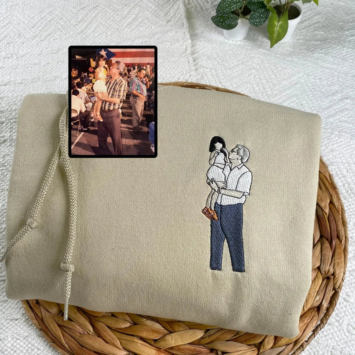 お父さんへのプレゼント:写真入りカスタム刺繍スウェット