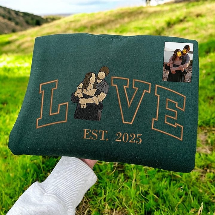 💏 オリジナル写真刺繍スウェットシャツ - 記念日の贈り物に最適