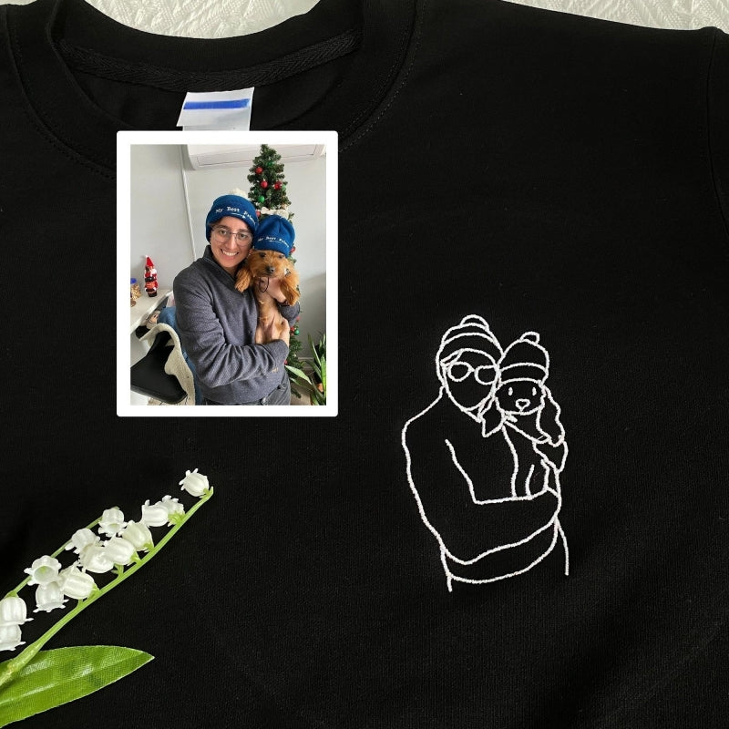 パーソナライズされた刺繍のアウトライン写真スウェットシャツ