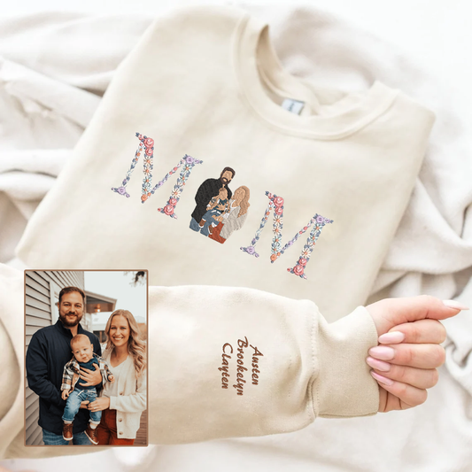 母の日限定|家族写真を刺繍できるオリジナルパーカー/Tシャツ