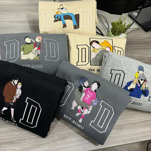 🌲お父さん、パパのためのカスタム写真刺繍スウェットシャツとTシャツ(商品を2つ購入すると送料が無料になります)