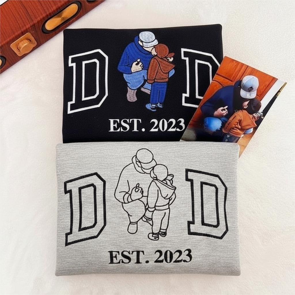 Custom Photo Embroidered Sweatshirt & T-Shirt for DAD, PAPA – Ourgifts