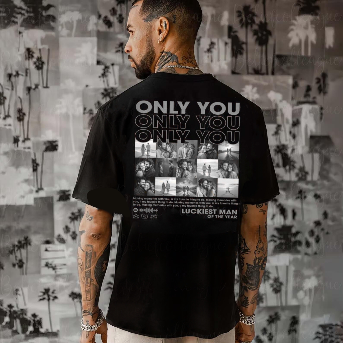ONLY YOU カスタム写真Tシャツ|ユニークなペアギフト|バレンタインデーの特別な思い出に