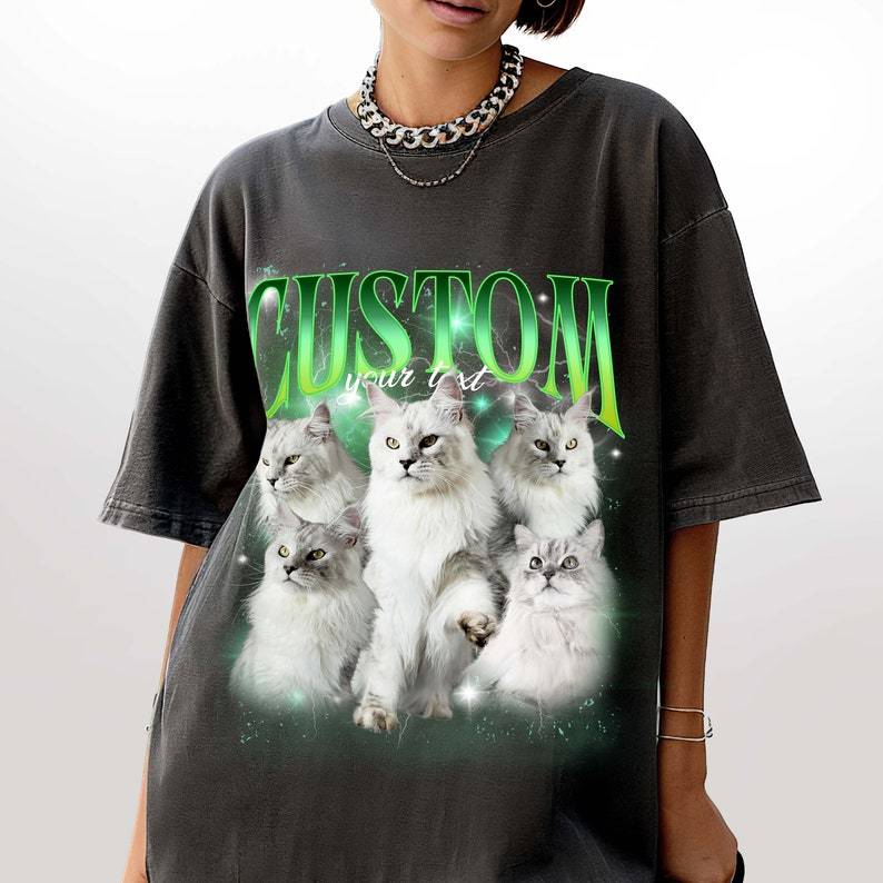 ペットカスタムヴィンテージユニセックスTシャツ、犬パーソナライズブートレッグレトロ90年代