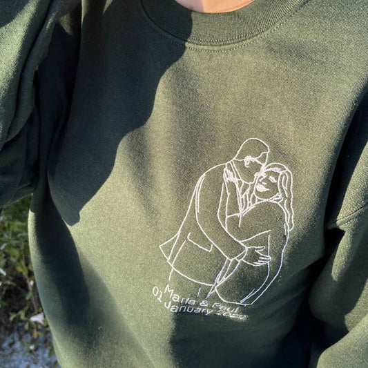 パーソナライズされた刺繍のアウトライン写真スウェットシャツ
