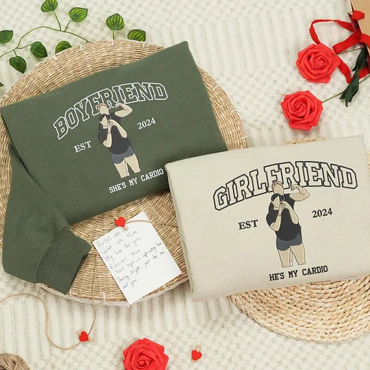 カップル写真刺繍フーディー | パーソナライズされた彼と彼女のスウェットシャツ | カップル向け記念日ギフト