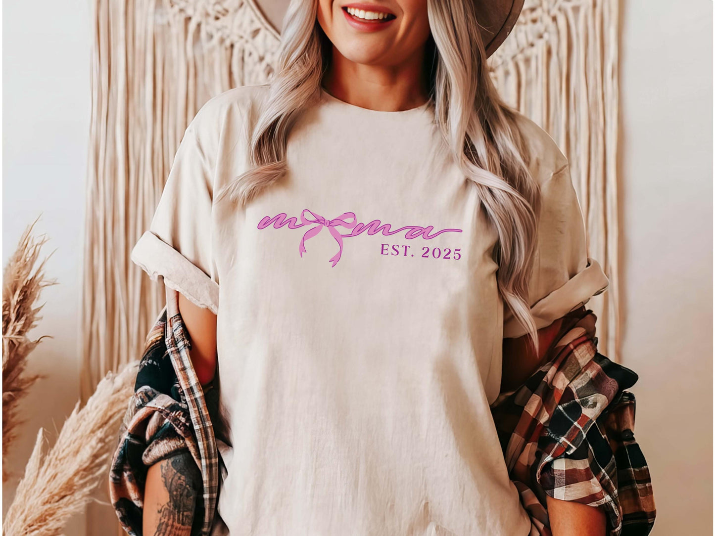 母の日限定|カスタムピンクリボン「Mom Est. 2025」Tシャツ/スウェット/パーカー