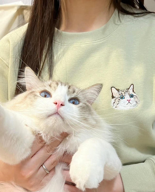 カスタム ペット パーカー ペットの顔が刺繍されたパーソナライズされたペット スウェットシャツ
