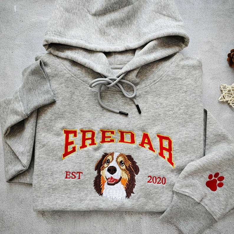 ペットの顔のパーソナライズされた刺繍スウェットシャツ付きカスタム犬パーカー
