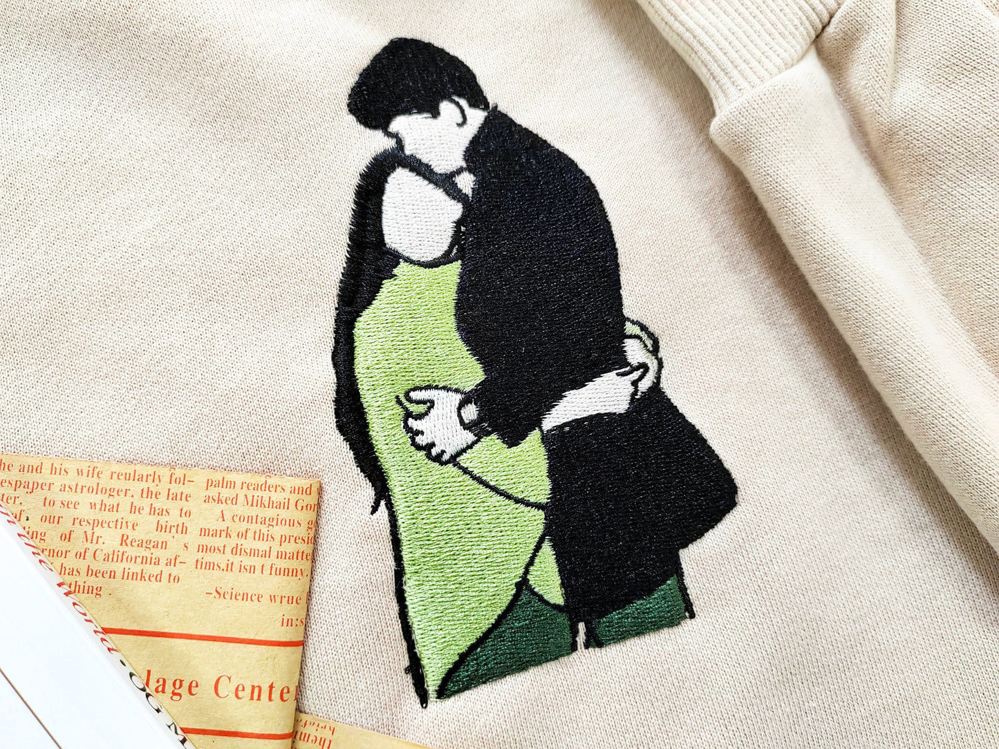 Custom Personalized Photo Portrait Embroidery Sweatshirt, Couple Hoodies, Line Art Photo Sweatshirt, Gift for Her