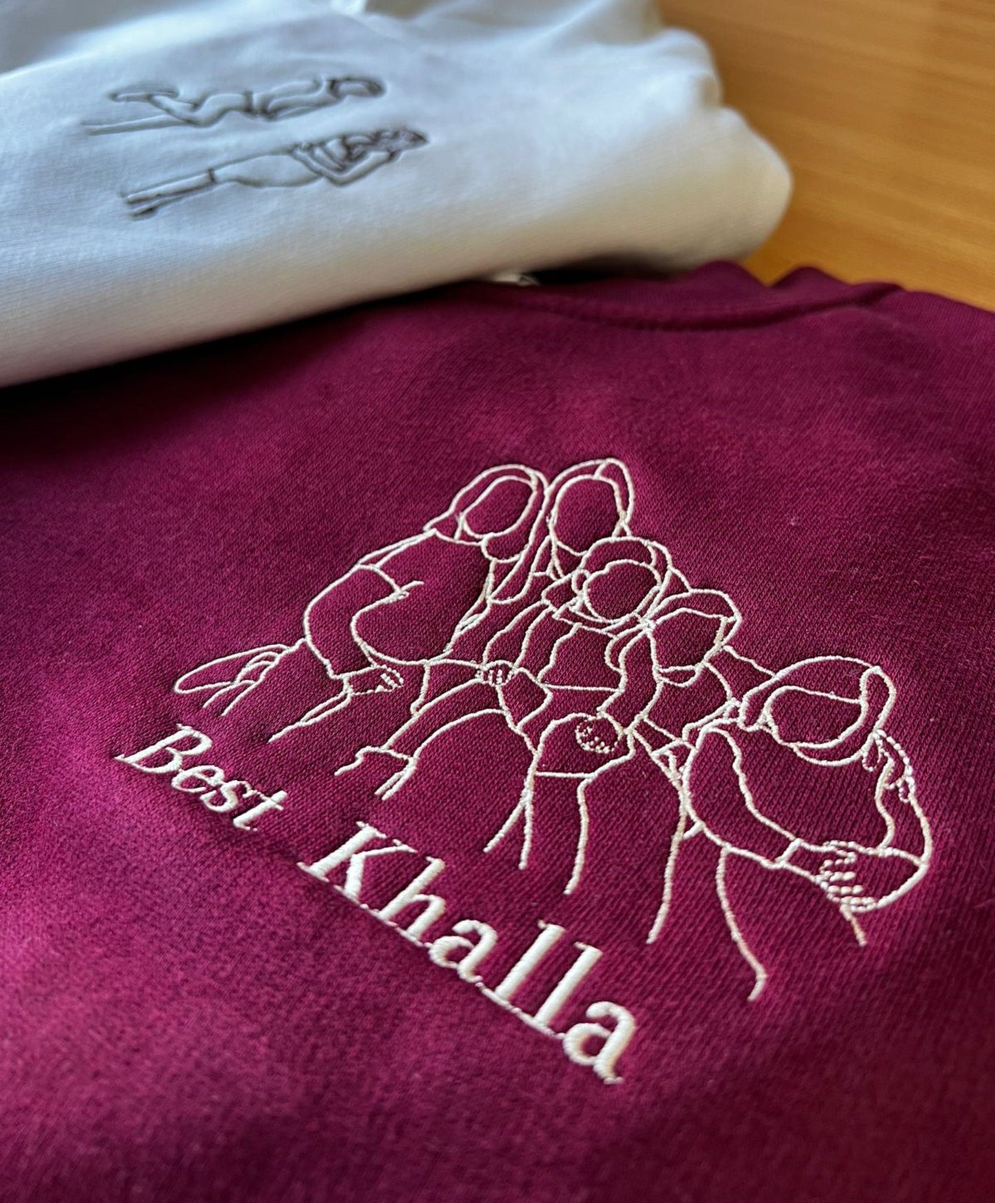 Custom Photo Embroidered Hoodie, Personalized Couple Sketch Unisex Hoodie from Photo, 1st Anniversary Special Date Initial Matching Jumper