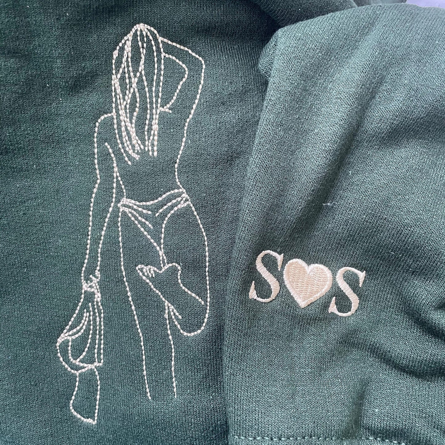 カスタムスパイシー刺繍スウェットシャツ、ラインアートフォトスウェットシャツ付きパーソナライズ刺繍スパイシーパーカー、彼へのバレンタインギフト
