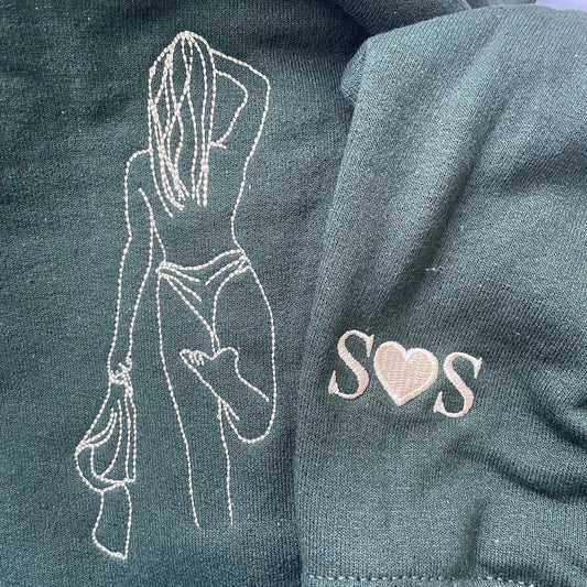 カスタムスパイシー刺繍スウェットシャツ、ラインアートフォトスウェットシャツ付きパーソナライズ刺繍スパイシーパーカー、彼へのバレンタインギフト