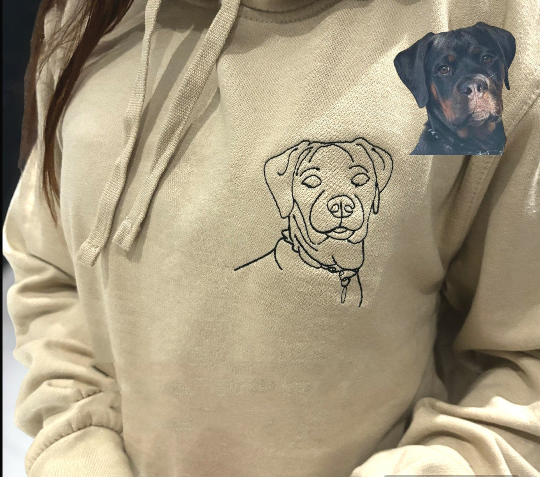 カスタム刺繍ポートレートアウトラインスウェットシャツまたはパーカー、写真のアウトライン、ボーイフレンド、ガールフレンド、彼、彼女のマッチングクリスマスアニバーサリーパーカー