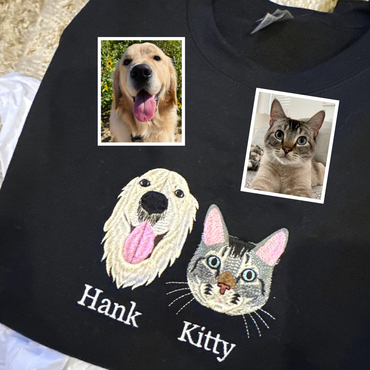 写真からカスタム刺繍されたペットのスウェットシャツ、パーソナライズされたペットの顔とペットの名前のパーカー、ペットのポートレートシャツ、犬愛好家へのギフト