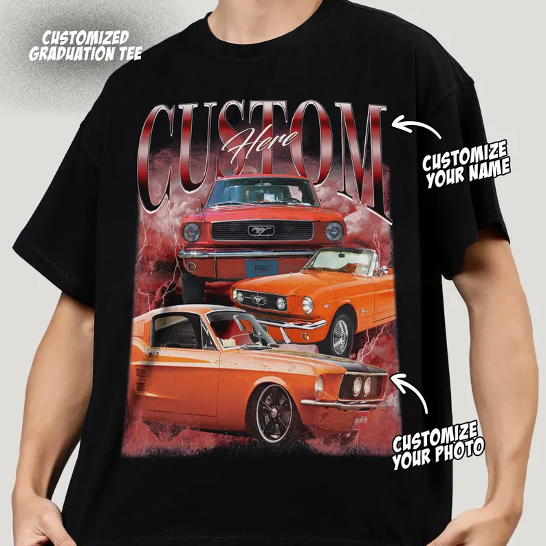 🚗Car Lover🚗パーソナライズされた車の写真のレトロなトレンディなTシャツ