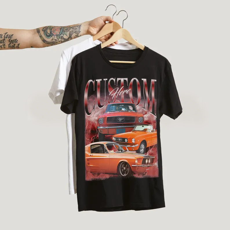 🚗Car Lover🚗パーソナライズされた車の写真のレトロなトレンディなTシャツ