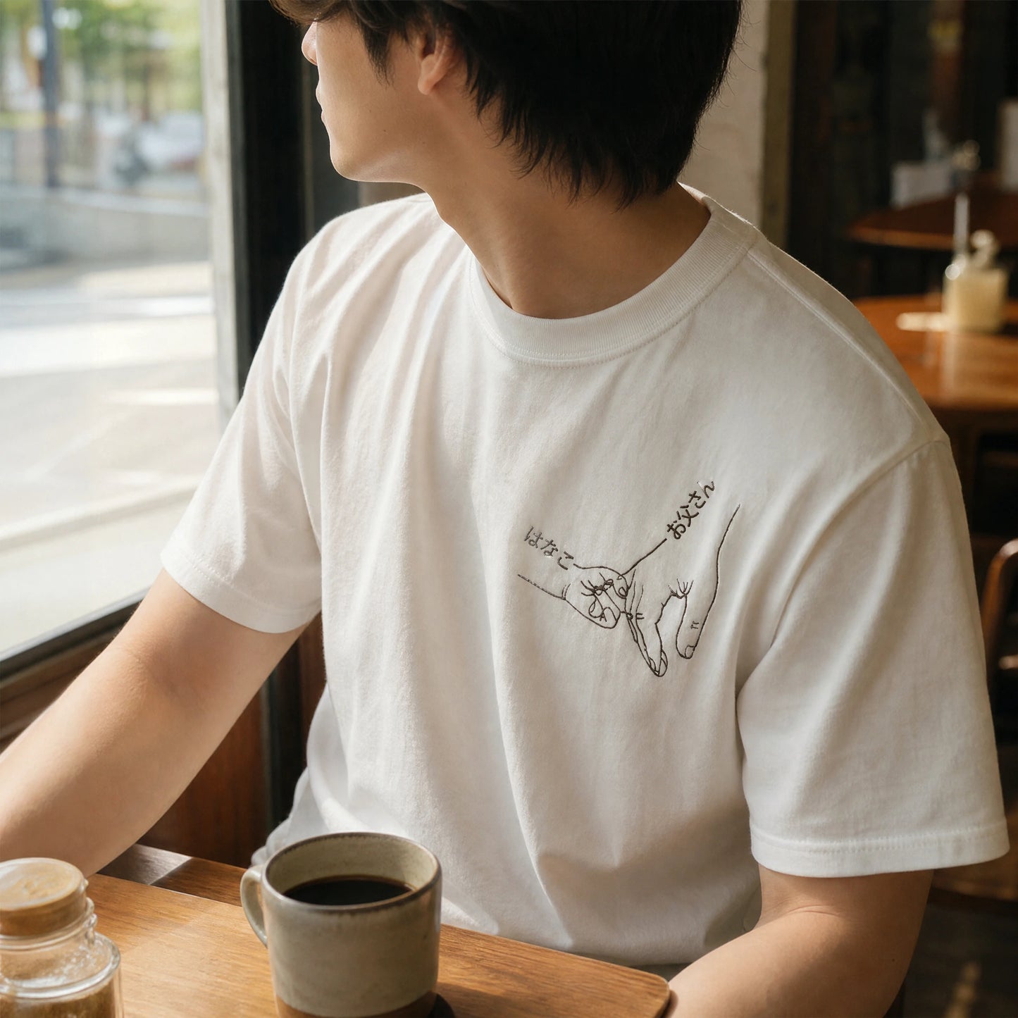 カスタム刺繍入り「パパ」シャツ、名前入りオリジナルTシャツ、おじいちゃん用シャツ