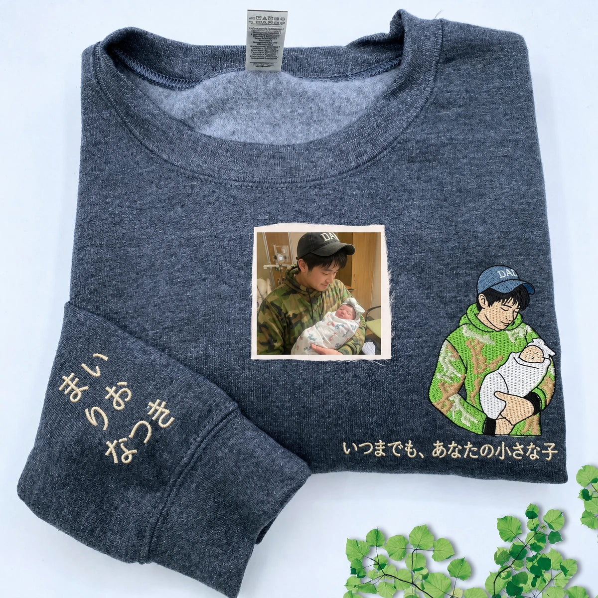 お父さんへのプレゼント：写真入りカスタム刺繍スウェット