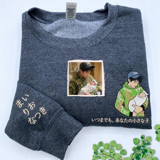 お父さんへのプレゼント：写真入りカスタム刺繍スウェット