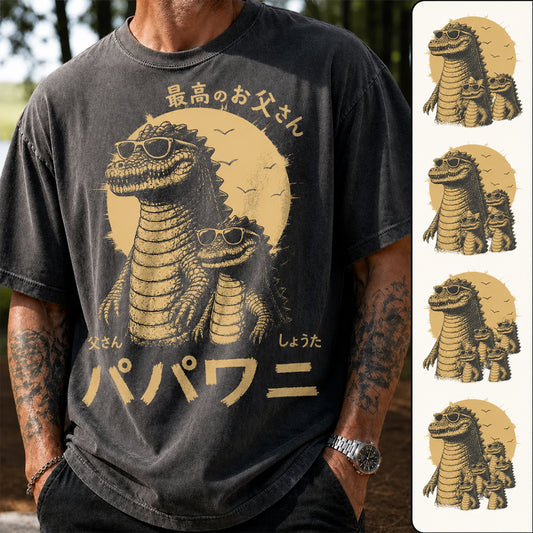 【名前入り】お父さんワニTシャツ（子供の名前カスタム可能）パパへのプレゼント