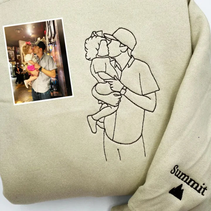 Father's Day Custom Embroidered Photo T-Shirt Gift