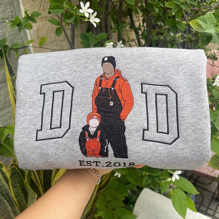 お父さん、パパのためのカスタム写真刺繍スウェットシャツとTシャツ