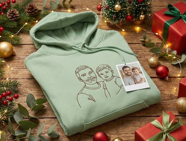 Father's Day Custom Embroidered Photo T-Shirt Gift