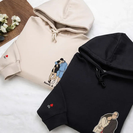 写真からカスタム刺繍ポートレートスウェットシャツ