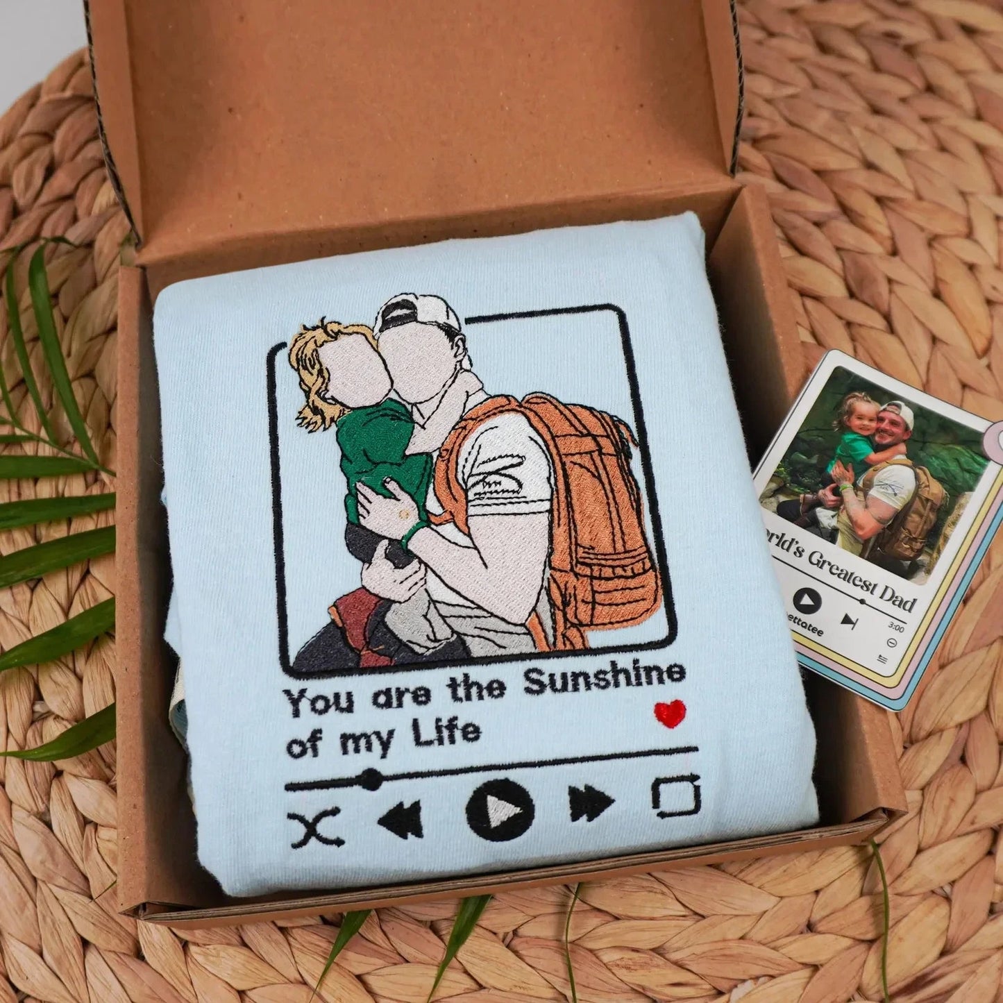 お父さんへのプレゼント：写真入りカスタム刺繍スウェット