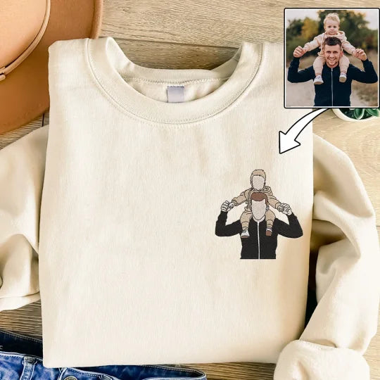 お父さんへのプレゼント：写真入りカスタム刺繍スウェット