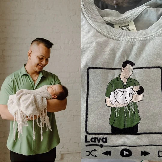 お父さんへのプレゼント：写真入りカスタム刺繍スウェット
