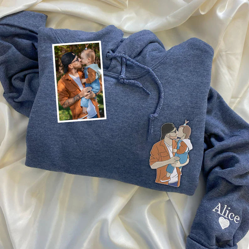 お父さんへのプレゼント：写真入りカスタム刺繍スウェット