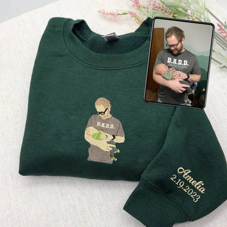 お父さんへのプレゼント：写真入りカスタム刺繍スウェット