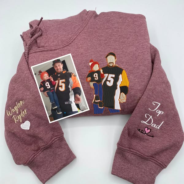 お父さんへのプレゼント：写真入りカスタム刺繍スウェット